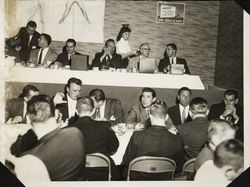 Sports figures at the Red Coat banquet for the benefit of the March of Dimes at the Flamingo Hotel, Santa Rosa, California, 1960