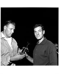 Kelly Roumbanis, third place winner of the Old Adobe Fiesta rowboat race, Petaluma, California, August 1965