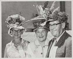 Garden Club members show off their hats at the Sonoma County Fair, Santa Rosa, California, 1960s
