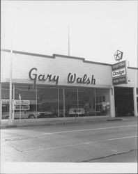 Grand opening of the Gary Walsh Dodge dealership, Petaluma, California, 1962