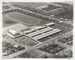 Aerial view of Herbert Slater Junior High, Santa Rosa, California, 1958