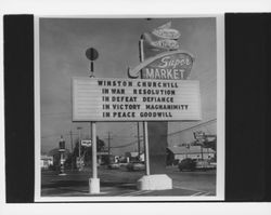 Roger Wilco Super Market sign, Petaluma, California, 1959