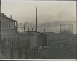 North Beach neighborhood at twilight, Chestnut Street and Kearny Street, San Francisco, California, 1920s