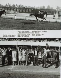 Photo finish and Winner's Circle for the Metropolitan Area Purse at the Sonoma County Fair Racetrack, Santa Rosa, California