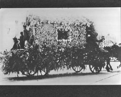 Rose Parade float representing a Spanish mission, Santa Rosa, California, 1910