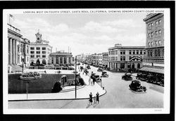 Looking west on Fourth Street, Santa Rosa, California, showing Sonoma County Court House