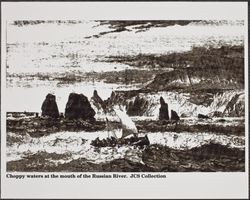 Drawing of choppy waters at the mouth of the Russian River, Jenner, California, 1880s
