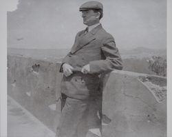 Eugene Moore Weaver on a terrace, California, 1920s
