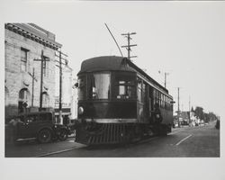 Petaluma and Santa Rosa Railroad car number 52 on Main Street