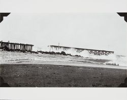 Construction of the jetty at the mouth of the Russian River at Jenner, California, March 1932