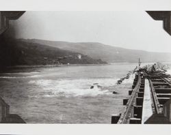 Construction of the jetty at the mouth of the Russian River at Jenner, California, December 1932