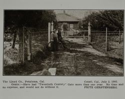 Lloyd gate at the Fritz Gerstenberg farm in Cotati, California, as shown in the Lloyd Co. catalog for 1912