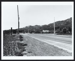 View of the entrance to Chateau St. Jean winery from across the Sonoma Highway looking north