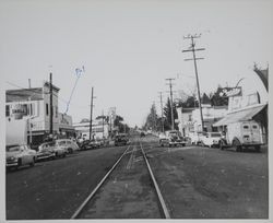 View down North Main Street, Sebastopol, California, 1958