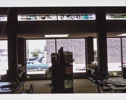 Boys and Girls Room with stained glass window, Central Library interior, Santa Rosa, Calif., about 1967