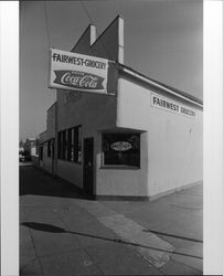 Exterior of Fairwest Grocery, Petaluma, California, 1973