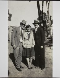 Florence Dei and two unidentified men, Bodega, California