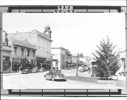 Main Street, Petaluma, California, 1935, at the Masonic building, looking northwest
