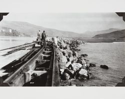 Construction of the jetty at the mouth of the Russian River at Jenner, California, November 12, 1932