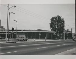 Side view of Santa Rosa Central Library, Third Street and D Street, Santa Rosa, California, about 1970