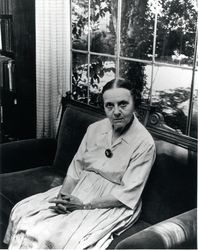 Elizabeth Waters Burbank seated in her home