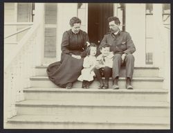 Bourne family on the steps of the Main House, Lytton