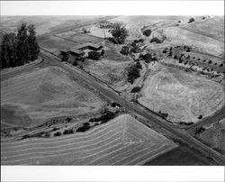 Aerial view of Petaluma Adobe, Petaluma, California, 1973