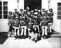 Group portrait of the California Centaurs mounted junior drill team on June 1, 1947