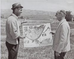 Richard Shollenberger presents plans for McDowell Park, Petaluma, California, about 1963