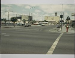 View down Third Street from E Street intersection, Third Street and E Street, Santa Rosa, California, about 1970