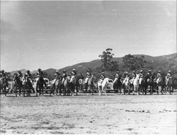 California Centaurs mounted junior drill team lined up at the Boyes Hot Springs Horse Show in 1946