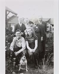 Members of the McGregor and Dodds families pose for a photograph with an unidentified woman, Santa Rosa, California