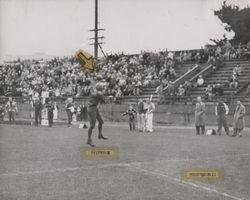 Touchdown during Petaluma Leghorns game against Eagle Rock Athletic Club