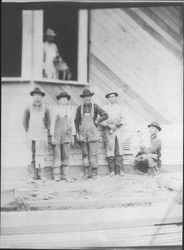 Several men at a construction site, Petaluma, California, about 1920