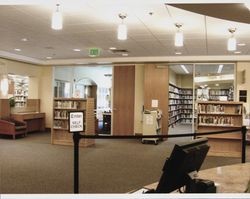 Entries to the bookstore, conference room, and self-check out stations of the Rohnert Park-Cotati Regional Library, Rohnert Park , California, 2013