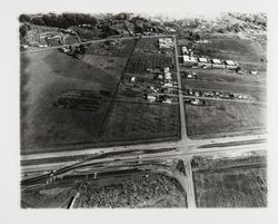 Aerial view of US Highway 101 construction at Russell Avenue, Santa Rosa, California, 1960