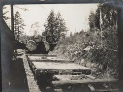 Train hauling redwood logs