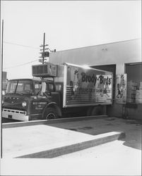 Truck at loading dock of Reif and Brody, Inc., Petaluma, California, Feb. 1965