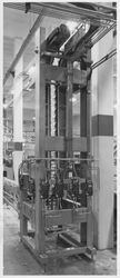 Jar transport machine in the Sebastopol Apple Growers Cooperative plant, Sebastopol, California, 1980