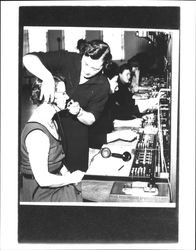 Women at the telephone company switchboard, Petaluma, California, 1949