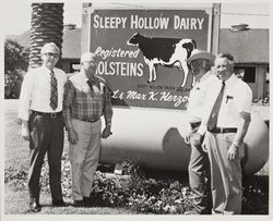 Max Herzog, 1974 Dairy of the Year Winner with fair officials, 7689 Lakeville Highway, Petaluma, California