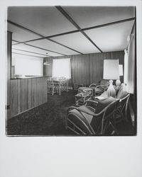 Living room, dining and kitchen area of an Irontree Home, Santa Rosa, California, 1972
