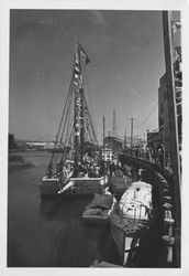 Scow schooner "Alma" in Petaluma, California, 1985