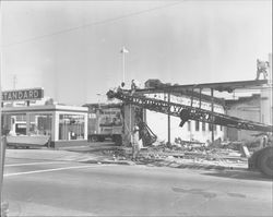 Destruction of a building at 307 B Street near the corner of Main Street, Petaluma, California, 1965