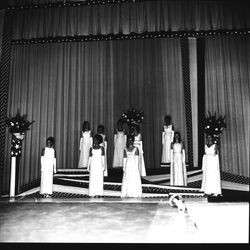 Miss Sonoma County candidates wearing formal gowns