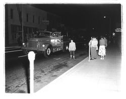 Civil defense truck on N. Petaluma Blvd., Petaluma, California, about 1955