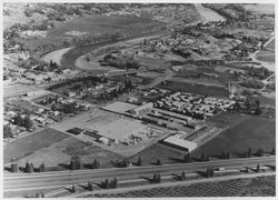 Aerial view of Healdsburg with Fairchild Semiconductor plant in the foreground