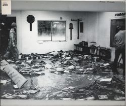 Inside 4th grade classroom during the flood at Monte Rio School in Monte Rio, California, February 14, 1986