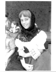 Petalumans in costume at the Old Adobe Fiesta, Petaluma, California, about 1963