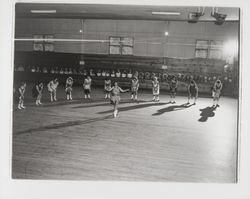 Skaters performing a flapper routine in the Skating Revue of 1957, Santa Rosa, California, April, 1957